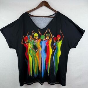 Colorful Women's Graphic Top Size 5X tag but more like 2X-3X